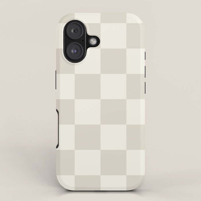 Checkerboard Check Checkered Pattern in Mushroom Beige and Cream iPhone Case Gallery Image 1