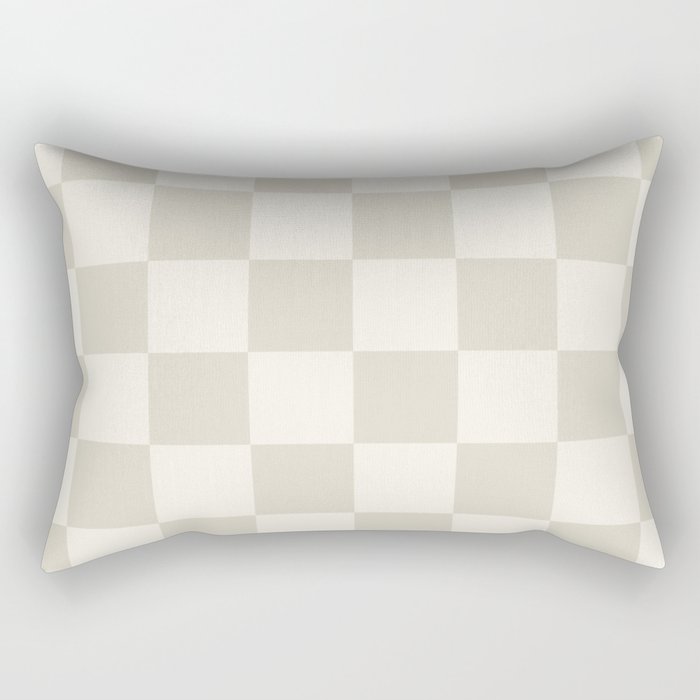 Checkerboard Check Checkered Pattern in Mushroom Beige and Cream Rectangular Pillow Gallery Image 2
