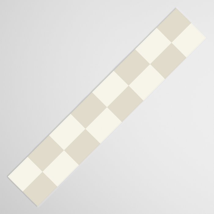 Checkerboard Check Checkered Pattern in Mushroom Beige and Cream Table Runner Gallery Image 3