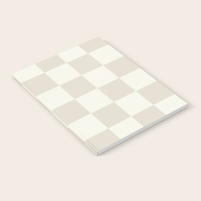 Checkerboard Check Checkered Pattern in Mushroom Beige and Cream Notebook Gallery Image 1