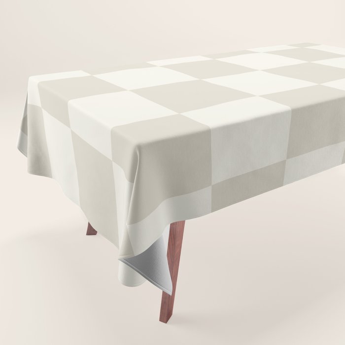Checkerboard Check Checkered Pattern in Mushroom Beige and Cream Tablecloth Gallery Image 1