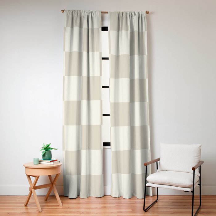 Checkerboard Check Checkered Pattern in Mushroom Beige and Cream Window Curtain Gallery Image 4
