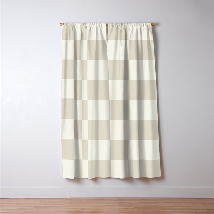 Checkerboard Check Checkered Pattern in Mushroom Beige and Cream Window Curtain Gallery Image 3