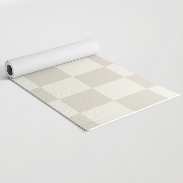 Checkerboard Check Checkered Pattern in Mushroom Beige and Cream Yoga Mat Gallery Image 2