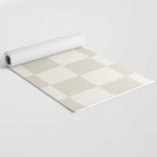 Checkerboard Check Checkered Pattern in Mushroom Beige and Cream Yoga Mat Gallery Image 2