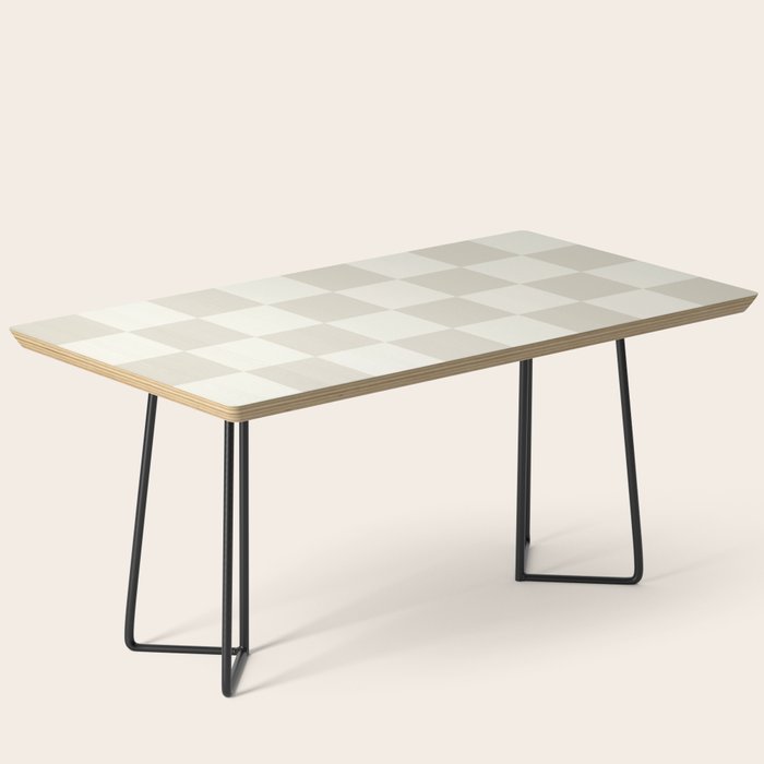 Checkerboard Check Checkered Pattern in Mushroom Beige and Cream Coffee Table Gallery Image 1