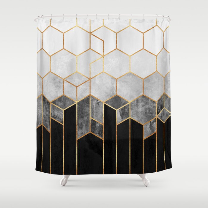 Charcoal Hexagons Shower Curtain Gallery Image 1