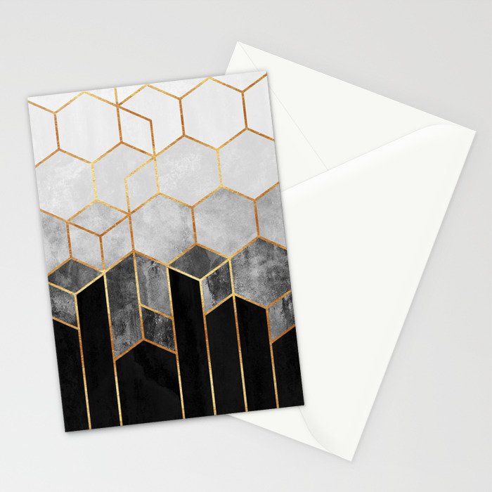 Charcoal Hexagons Stationery Card Gallery Image 2