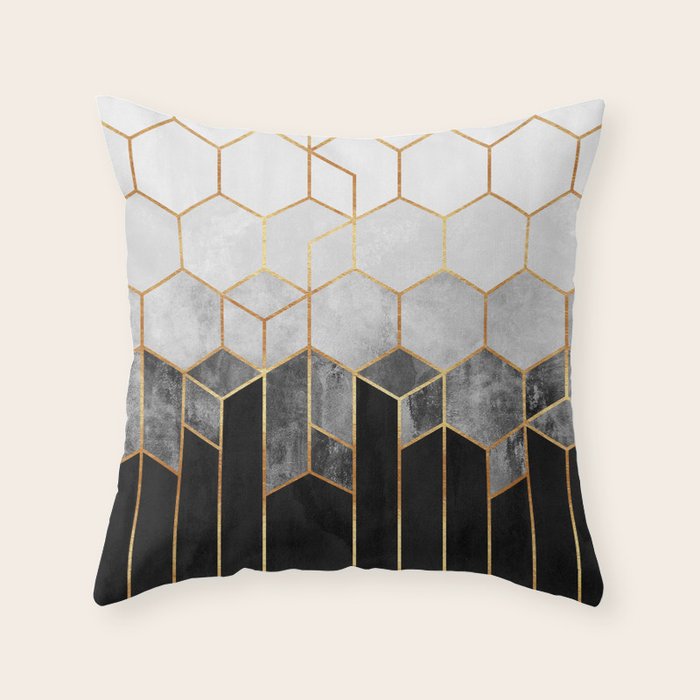 Charcoal Hexagons Throw Pillow Gallery Image 6