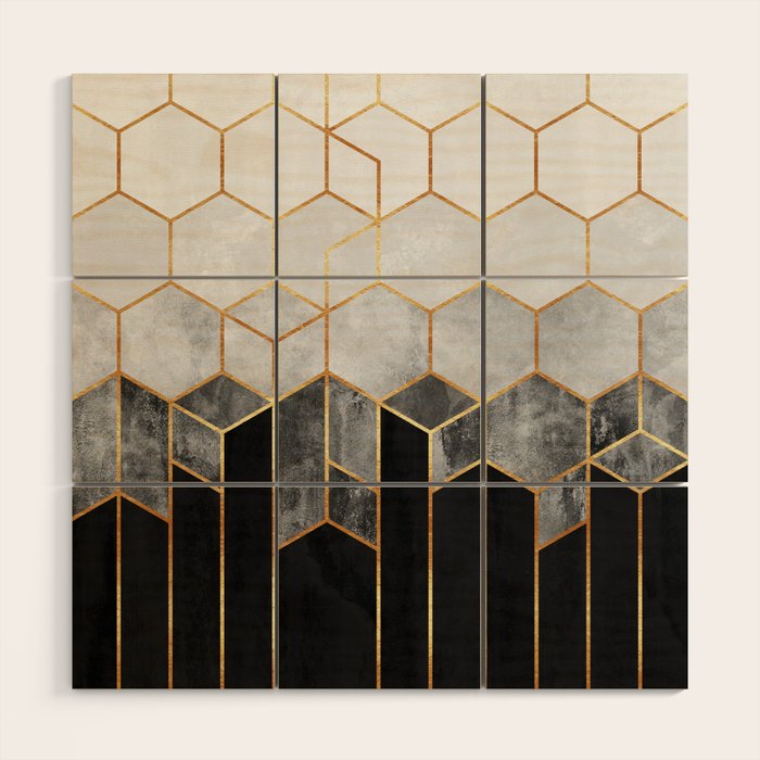 Charcoal Hexagons Wood Wall Art Gallery Image 1