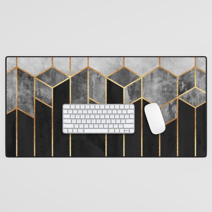 Charcoal Hexagons Desk Mat Gallery Image 1