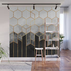 Charcoal Hexagons Wall Mural Gallery Image 1