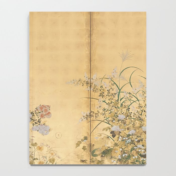 Japanese Edo Period Six-Panel Gold Leaf Screen - Spring and Autumn Flowers Notebook Gallery Image 4