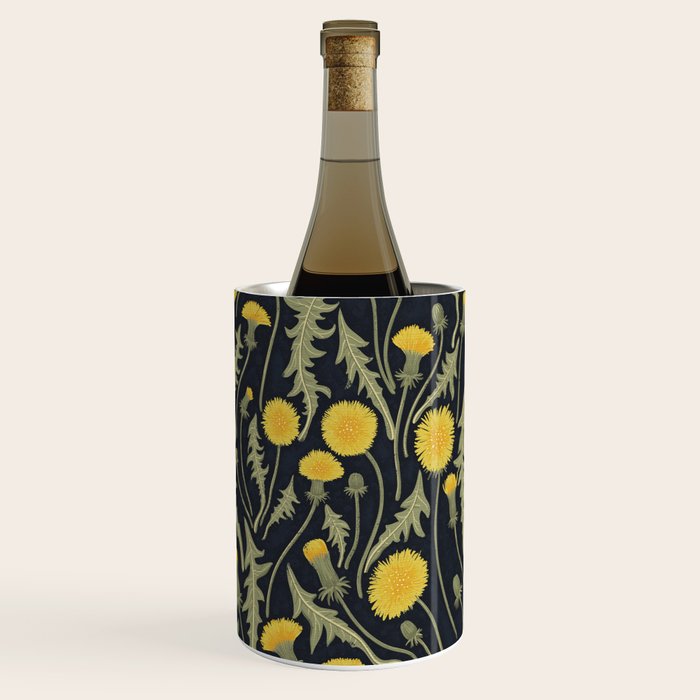 Dandelions, green, yellow and black Wine Chiller Gallery Image 1