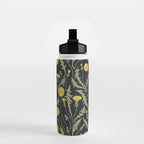 Dandelions, green, yellow and black Water Bottle Gallery Image 2