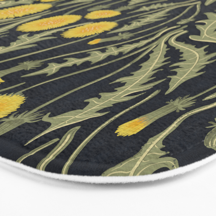 Dandelions, green, yellow and black Bath Mat Gallery Image 3