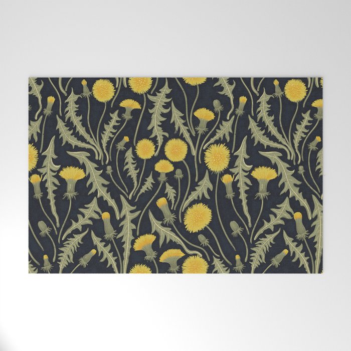 Dandelions, green, yellow and black Welcome Mat Gallery Image 1