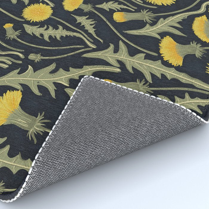 Dandelions, green, yellow and black Rug Gallery Image 4