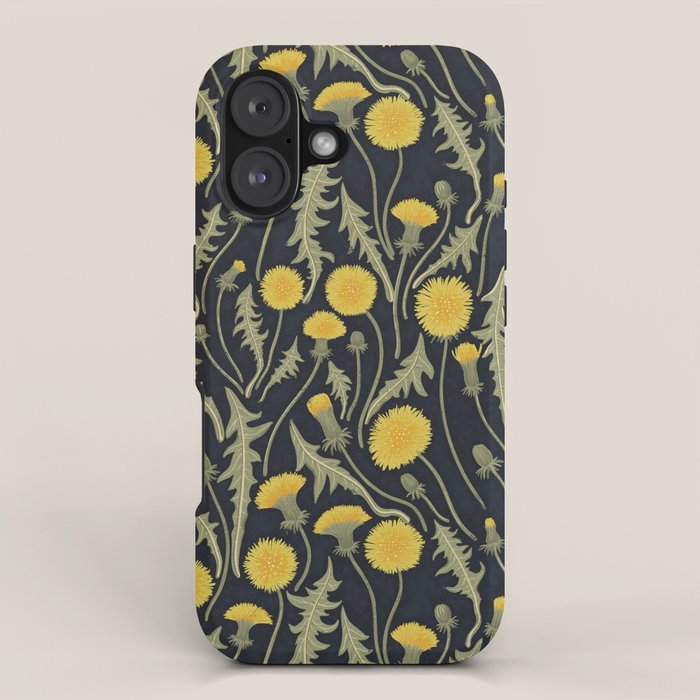 Dandelions, green, yellow and black iPhone Case Gallery Image 1