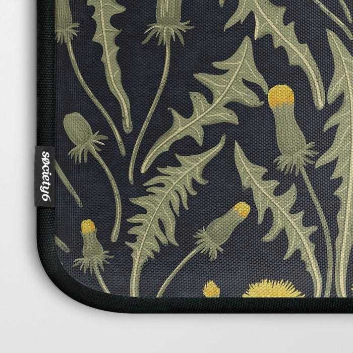 Dandelions, green, yellow and black Laptop Sleeve Gallery Image 3