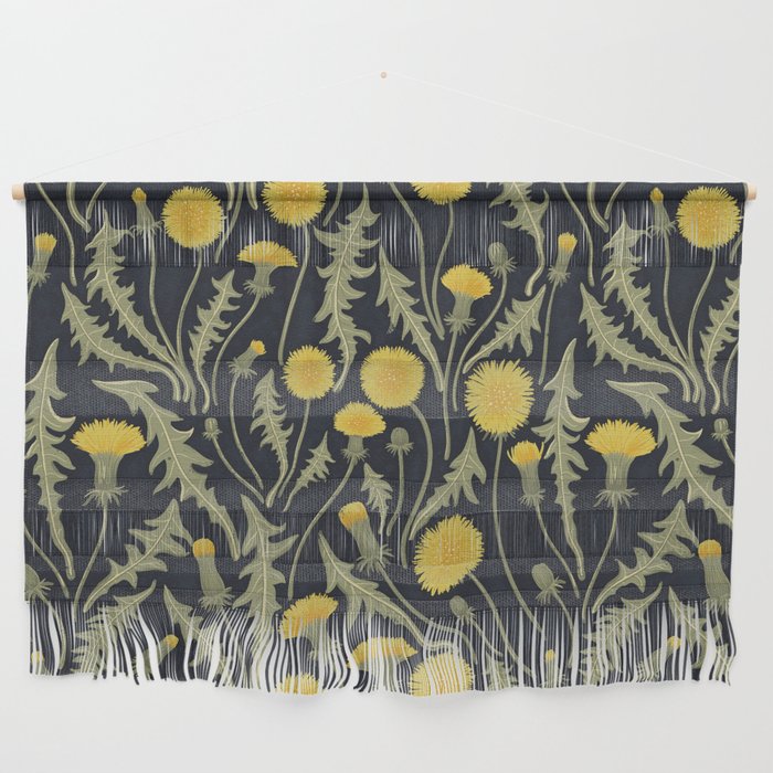 Dandelions, green, yellow and black Wall Hanging Gallery Image 1