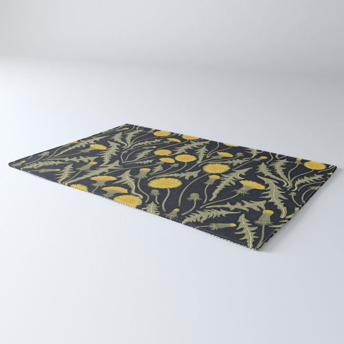 Dandelions, green, yellow and black Rug Gallery Image 3