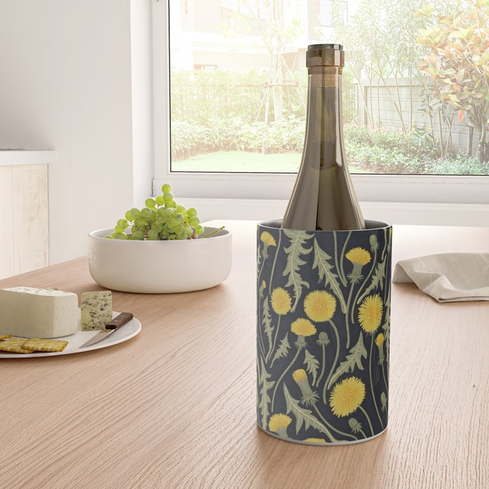 Dandelions, green, yellow and black Wine Chiller Gallery Image 4