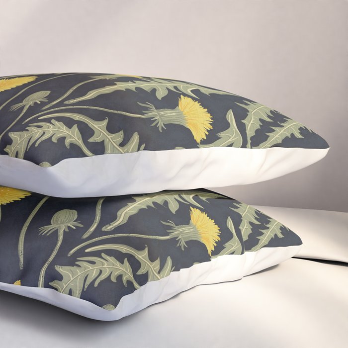 Dandelions, green, yellow and black Pillow Sham Gallery Image 3