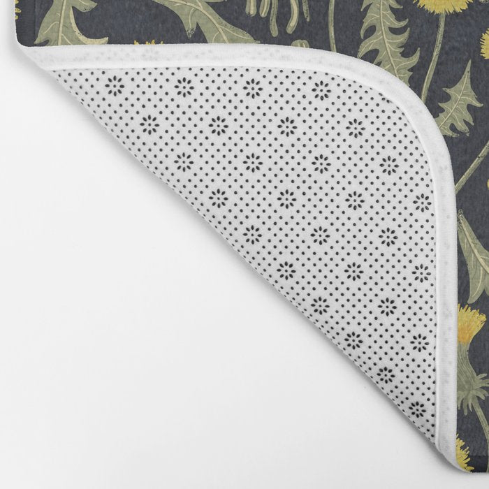 Dandelions, green, yellow and black Bath Mat Gallery Image 2