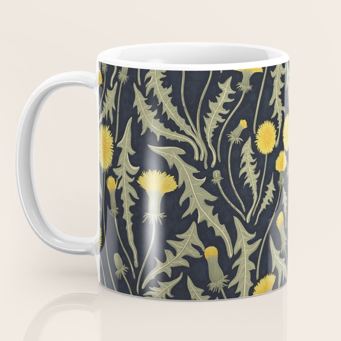 Dandelions, green, yellow and black Coffee Mug Gallery Image 3