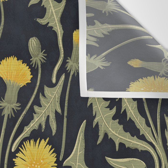 Dandelions, green, yellow and black Wall Tapestry Gallery Image 3