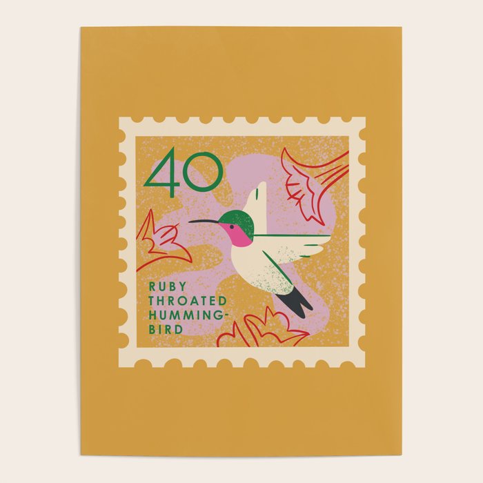 Hummingbird Postage Stamp Poster Gallery Image 1