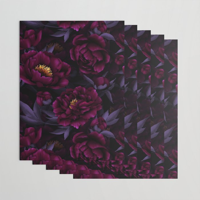 Vintage Dark Night Peonies  Wrapping Paper Gallery Image 3