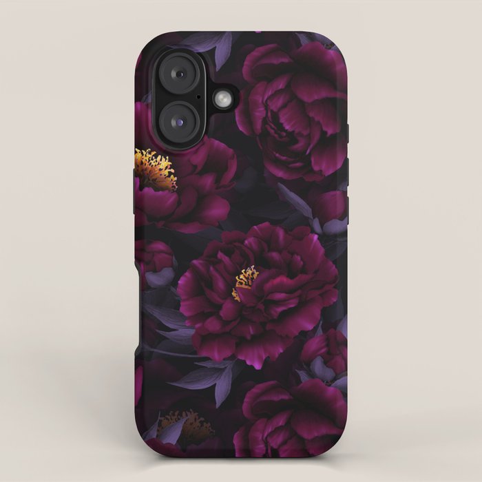 Vintage Dark Night Peonies  iPhone Case Gallery Image 1