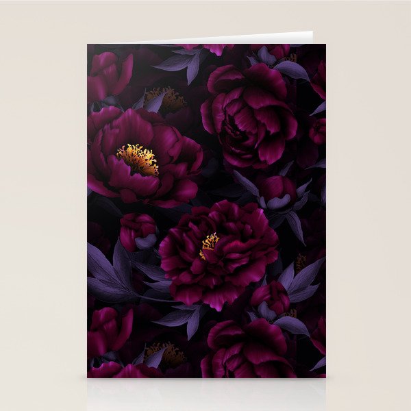 Vintage Dark Night Peonies  Stationery Card Gallery Image 2