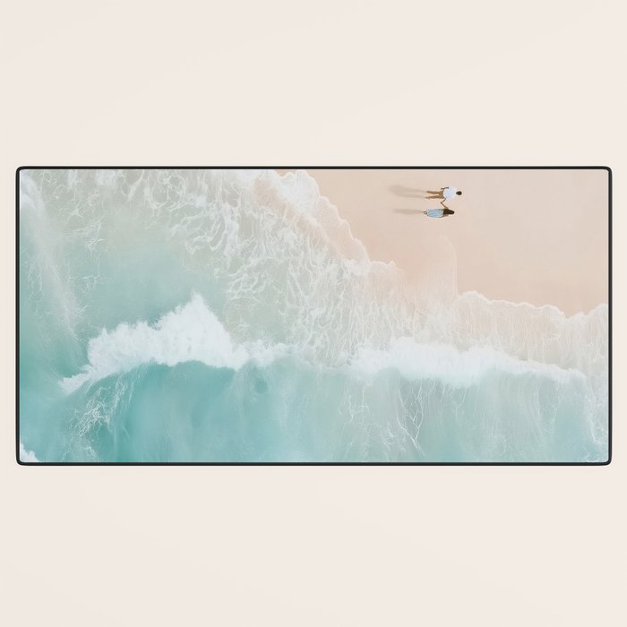 Couple on the Pastel Shore - Aerial Coastal Print Desk Mat Gallery Image 3