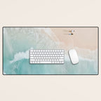 Couple on the Pastel Shore - Aerial Coastal Print Desk Mat Gallery Image 1