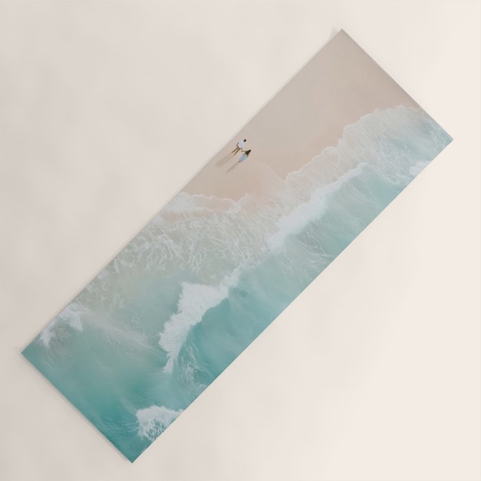 Couple on the Pastel Shore - Aerial Coastal Print Yoga Mat Gallery Image 1
