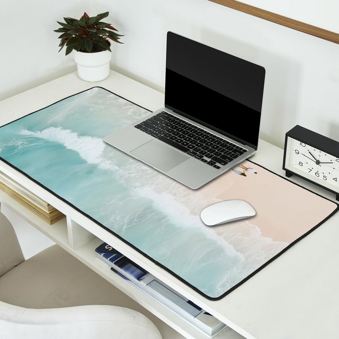 Couple on the Pastel Shore - Aerial Coastal Print Desk Mat Gallery Image 2