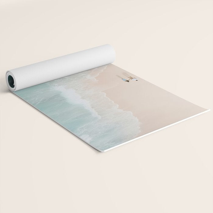 Couple on the Pastel Shore - Aerial Coastal Print Yoga Mat Gallery Image 2