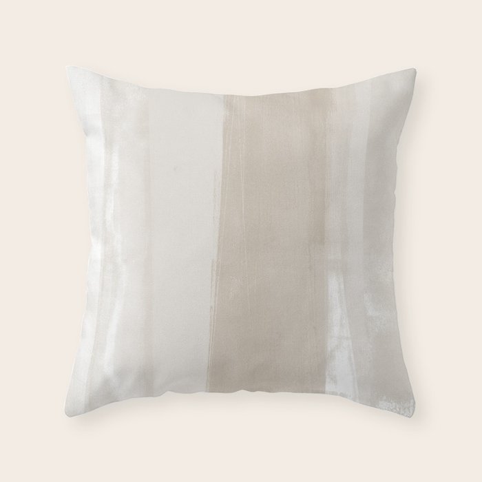 Beige Ombre Minimalist Abstract Painting Throw Pillow Gallery Image 6