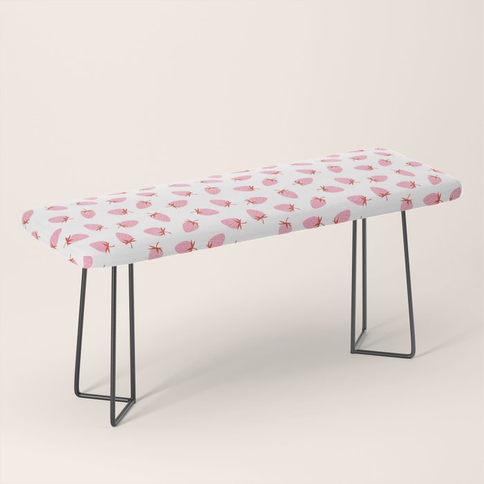 Sweet Strawberries - pink and red on white Bench Gallery Image 1