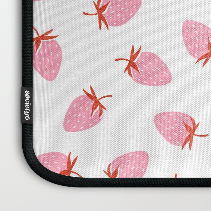 Sweet Strawberries - pink and red on white Laptop Sleeve Gallery Image 3