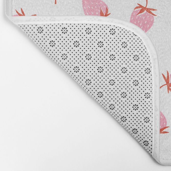 Sweet Strawberries - pink and red on white Bath Mat Gallery Image 2