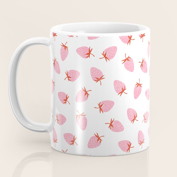 Sweet Strawberries - pink and red on white Coffee Mug Gallery Image 3