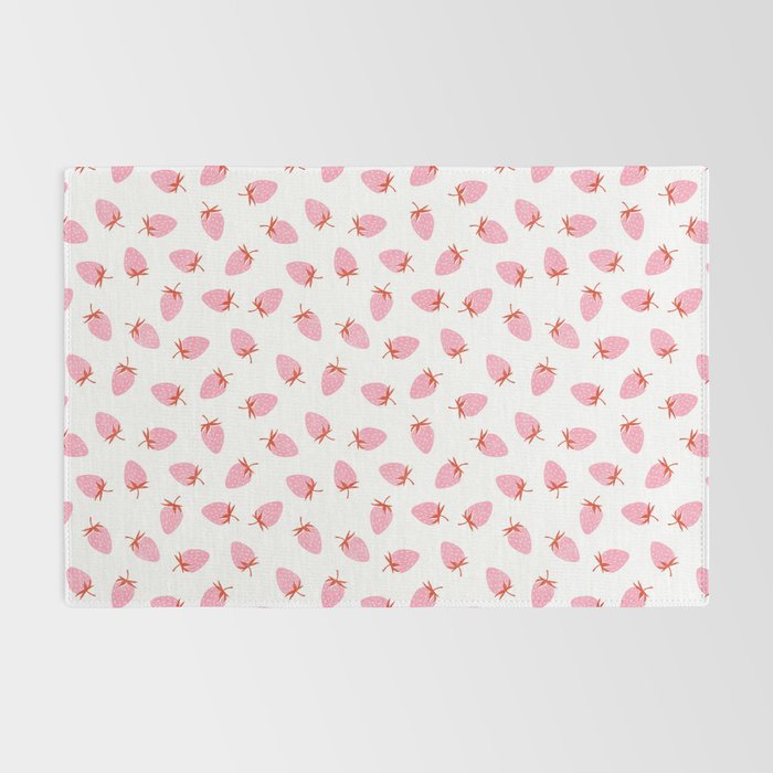 Sweet Strawberries - pink and red on white Rug Gallery Image 2