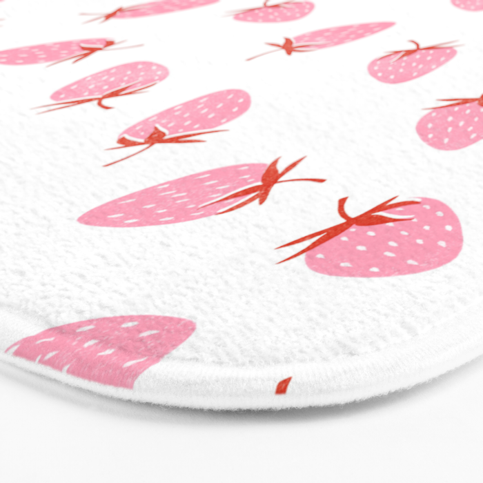 Sweet Strawberries - pink and red on white Bath Mat Gallery Image 3