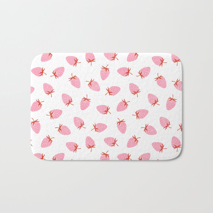 Sweet Strawberries - pink and red on white Bath Mat Gallery Image 1
