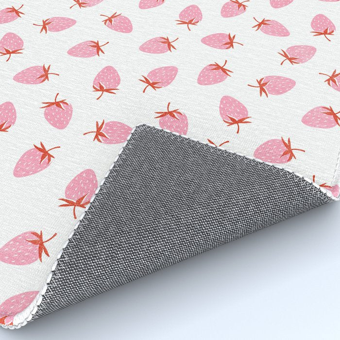Sweet Strawberries - pink and red on white Rug Gallery Image 4