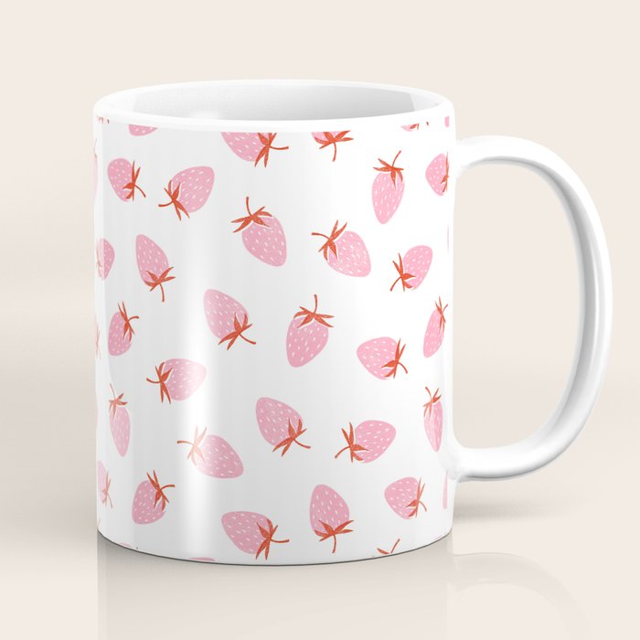 Sweet Strawberries - pink and red on white Coffee Mug Gallery Image 1